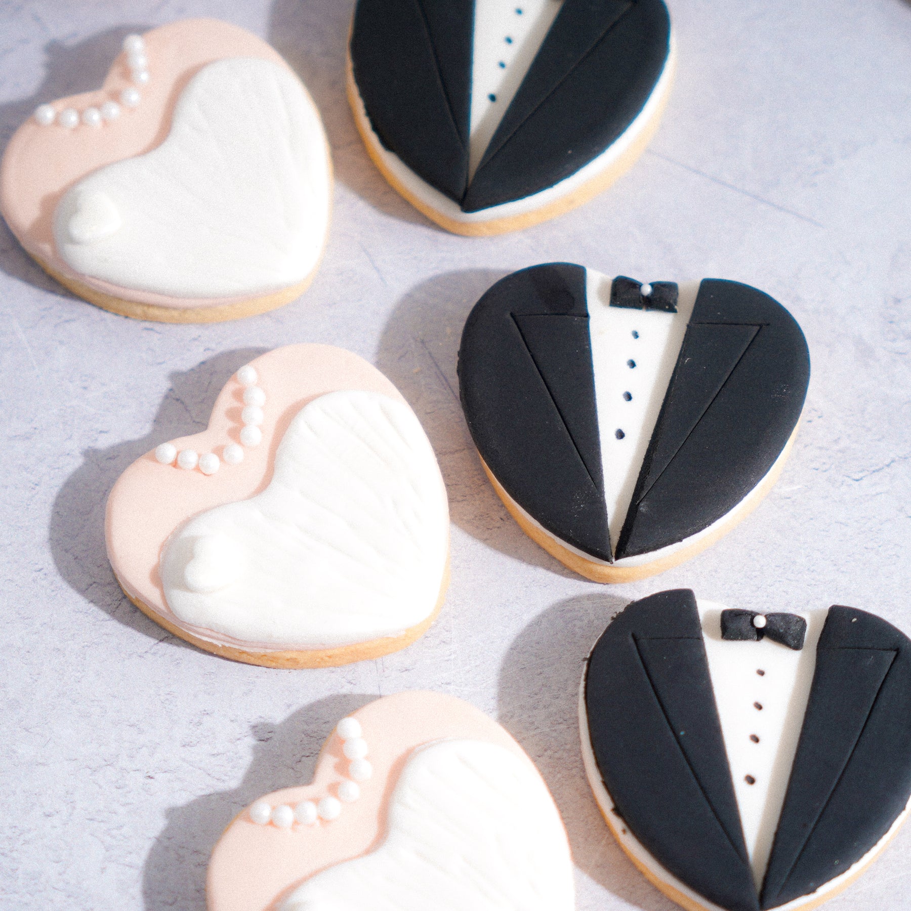 Bride & Groom Heart Cookies