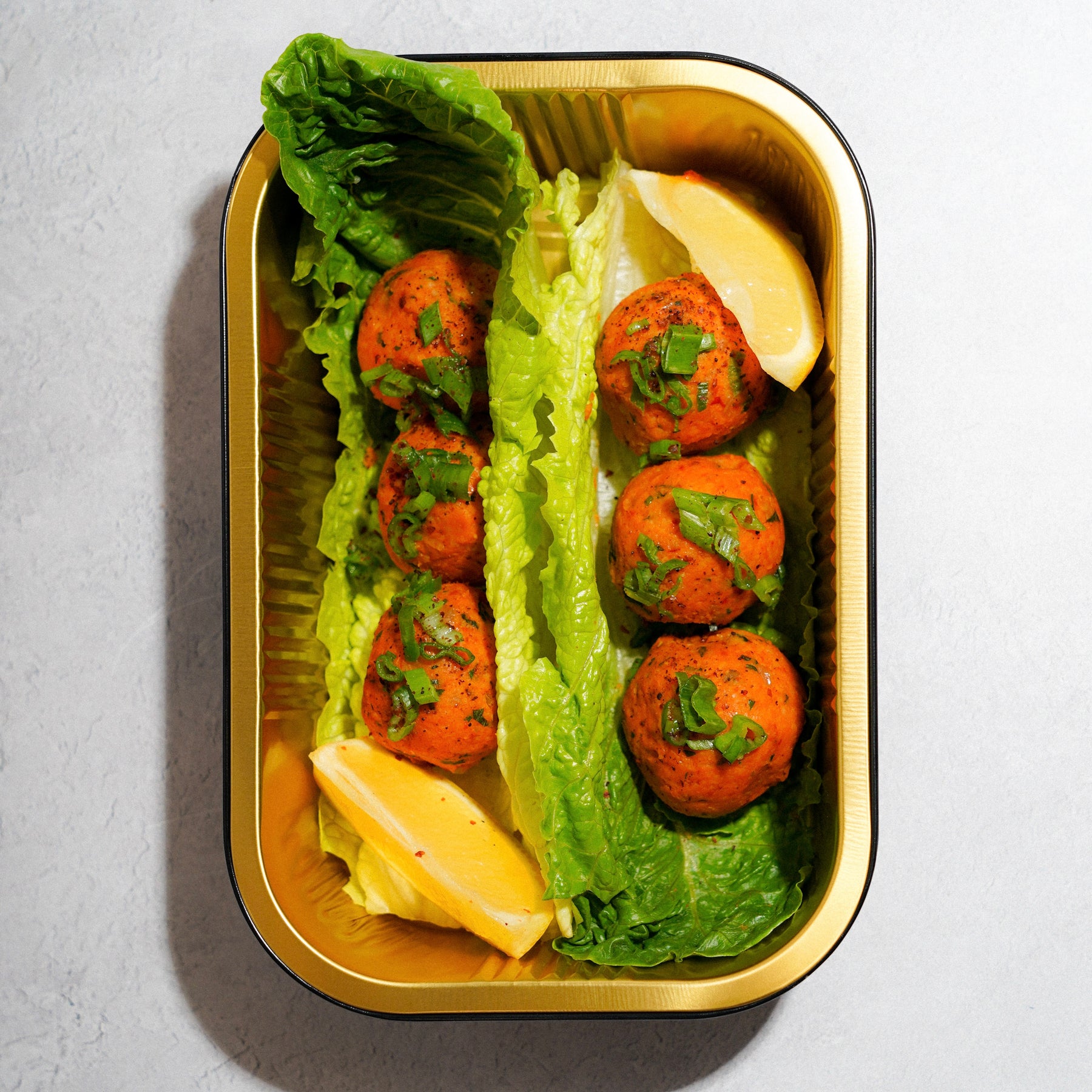 Vegan Red Lentil Meatballs with Lettuce and Herbs