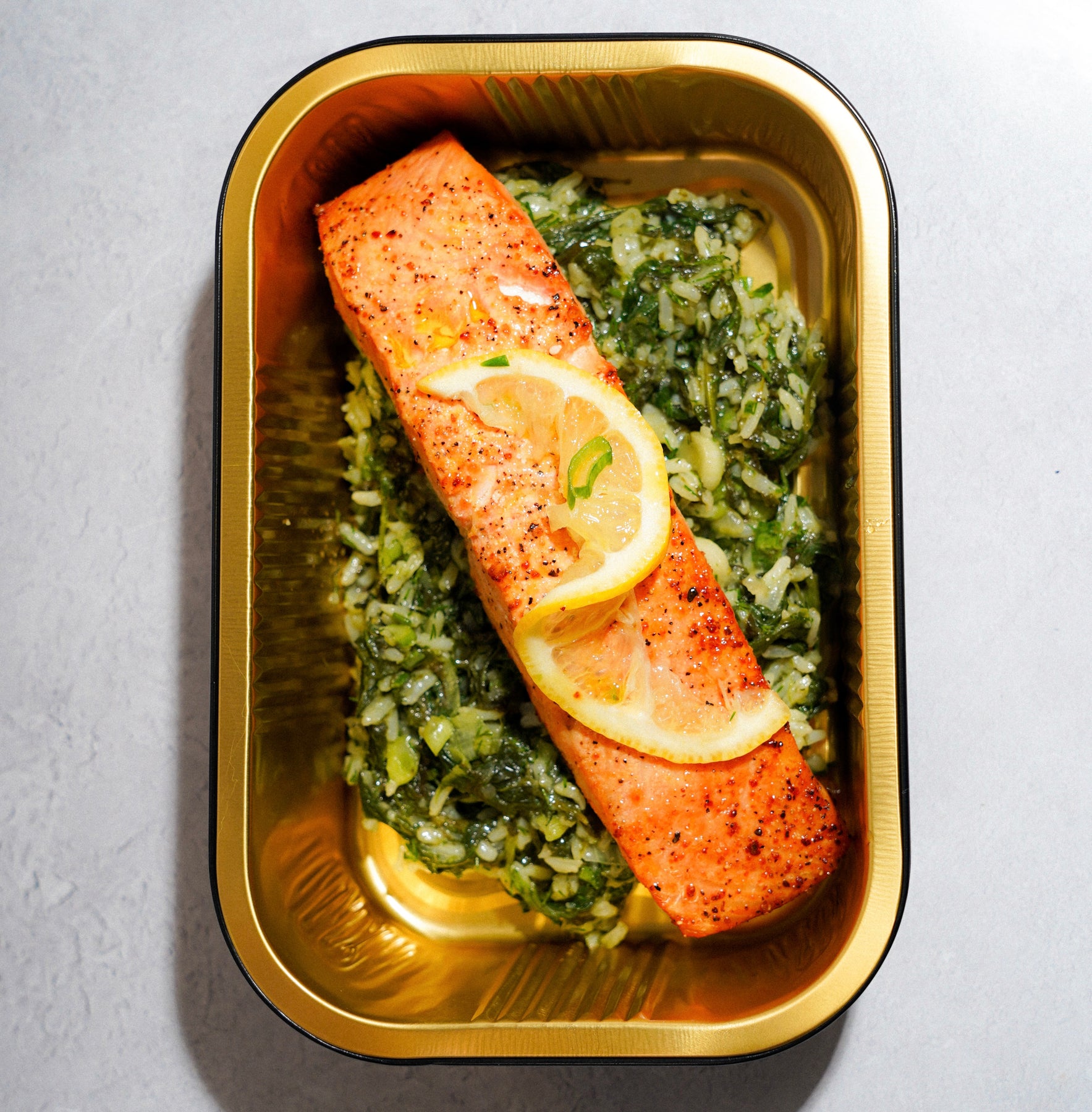 Lemon-Oregano Salmon with Greek Spinach-Rice