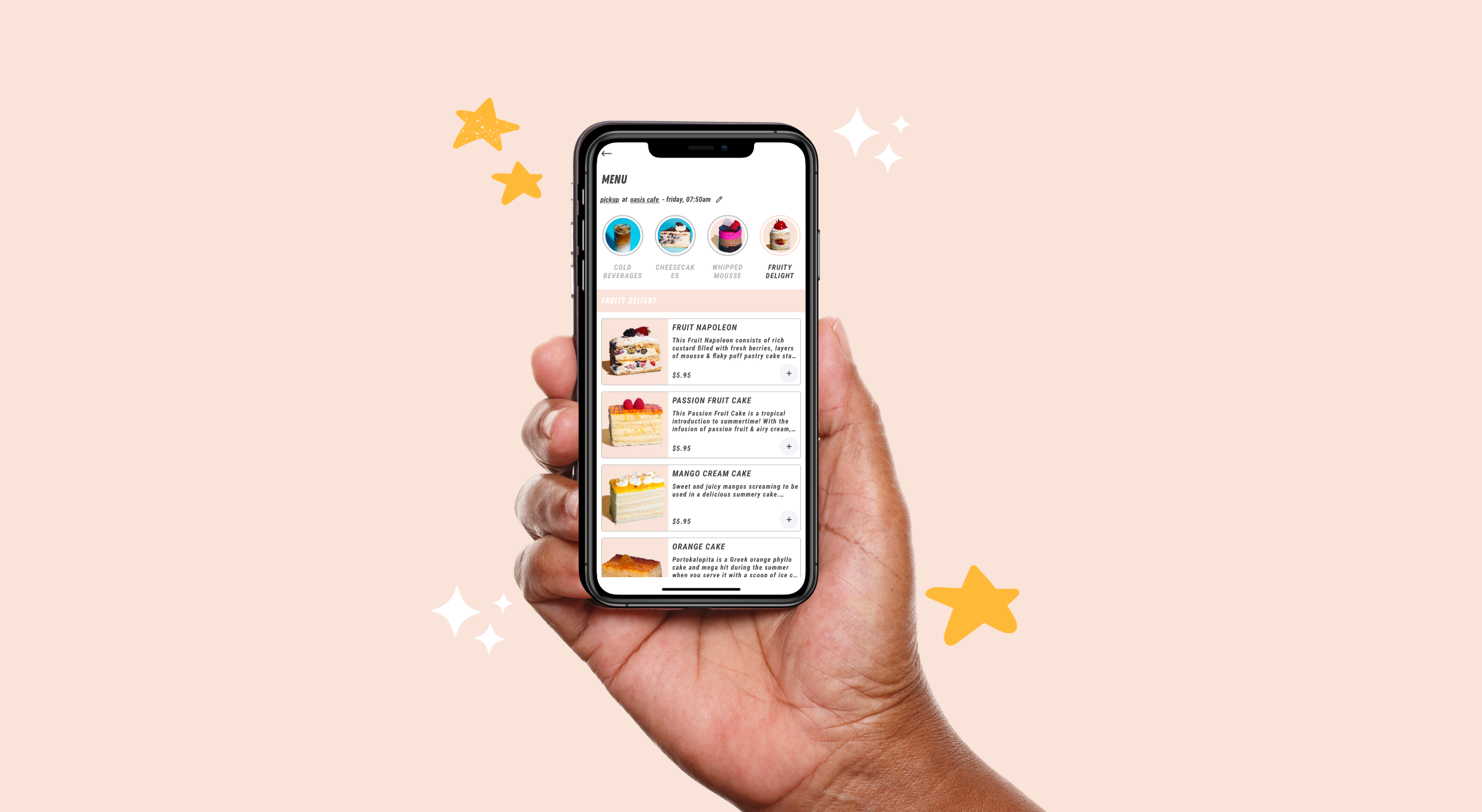 A hand holding a mobile phone displaying the Oasis app. The user is ready to explore and enjoy perks and rewards through the seamless and convenient mobile experience